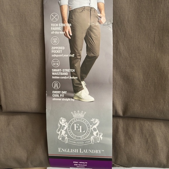 English Laundry Men's Slimmer Straight Leg 5-Pocket pant Walnut Brown Size 40x30 - Picture 3 of 4